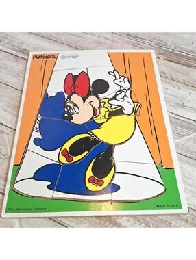 Playskool Dancing Minnie Mouse 10 Pc Vintage Wooden Board Puzzle Disney 190-24
